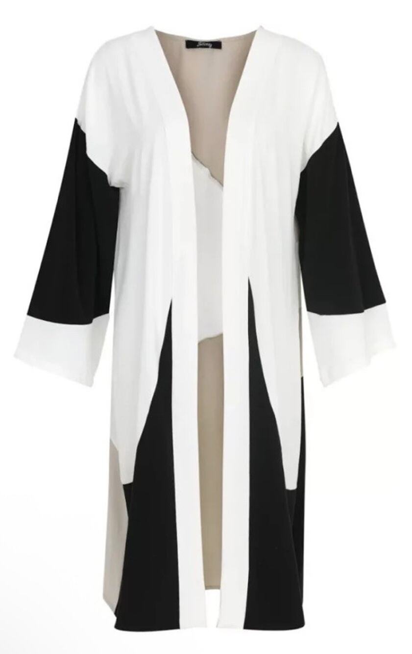 Ever Sassy Long Line Duster Jacket Kimono Sleeve Cover Up Made In Turkey Sz Sm